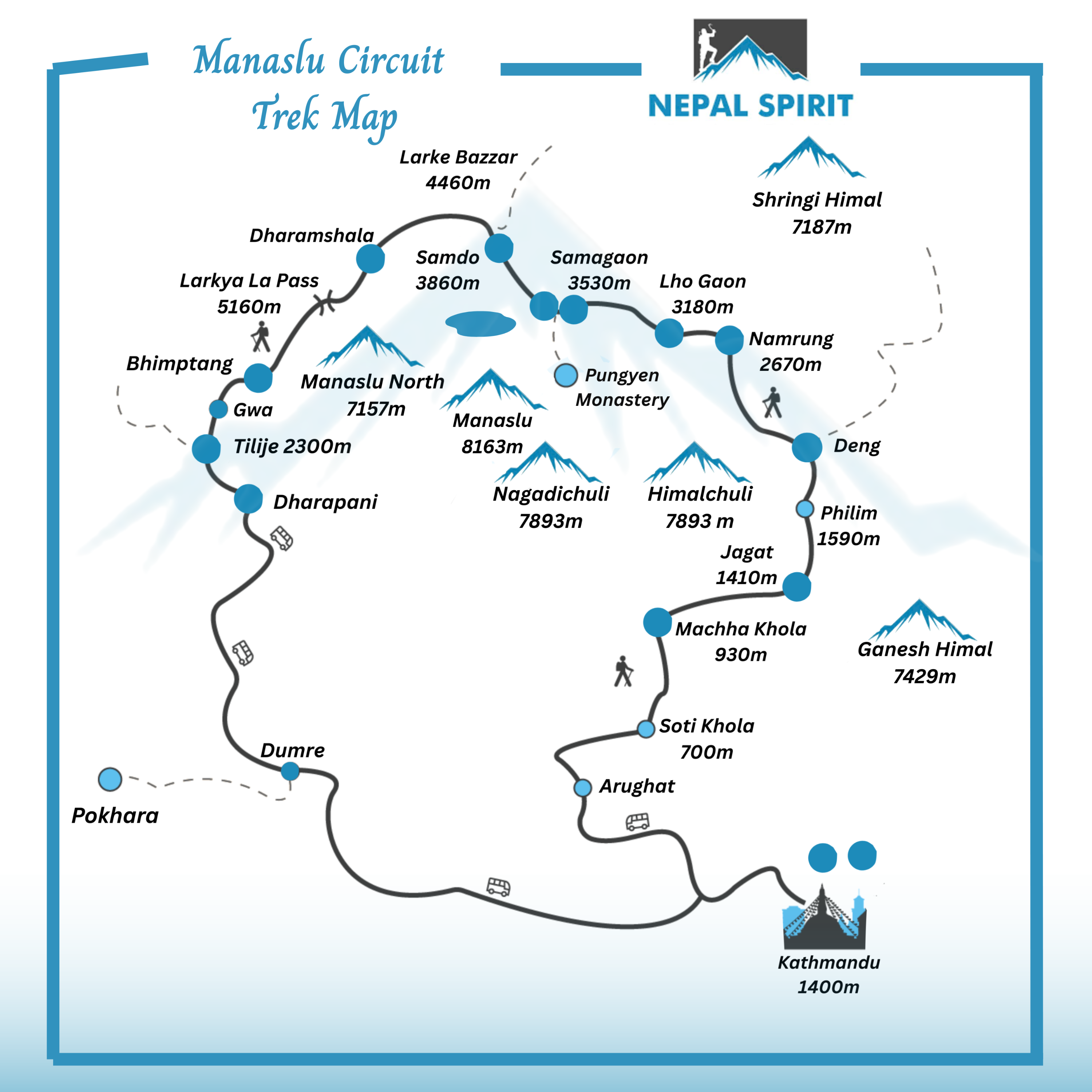 Manaslu Circuit Trek map